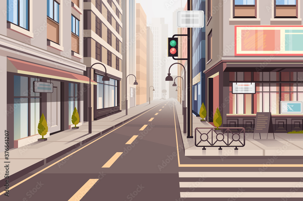 Modern city town street road crosswalk concept. Vector flat graphic design cartoon illustration