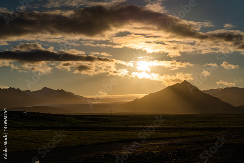 Sunrise in Icelandic countryside