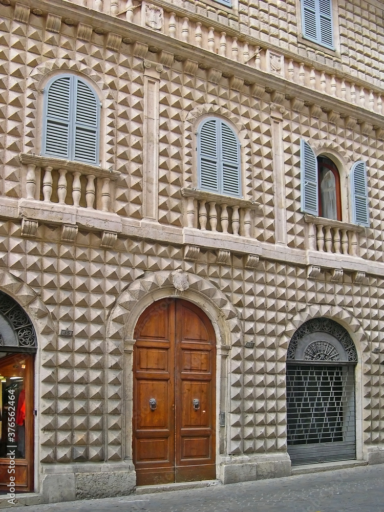 Italy, Marche, Macerata, Diamond palace main door.