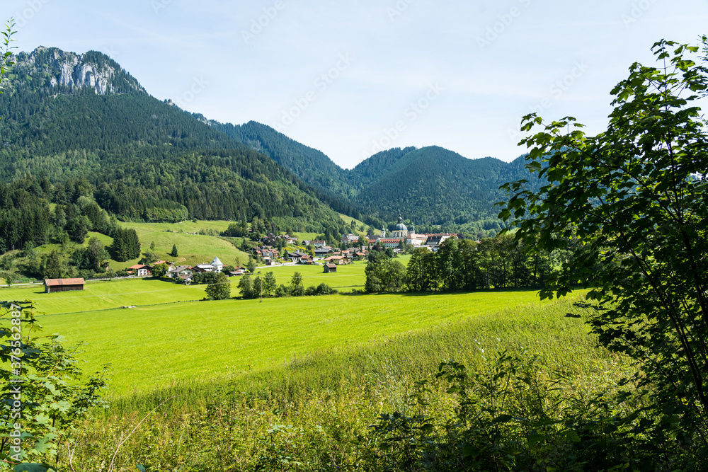 view on the ettal monastery near oberammergau in bavaria, germany