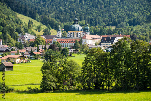 view on the ettal monastery near oberammergau in bavaria, germany