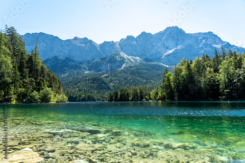 view on the beautiful zugspitze mountain and the eibsee © Alexander