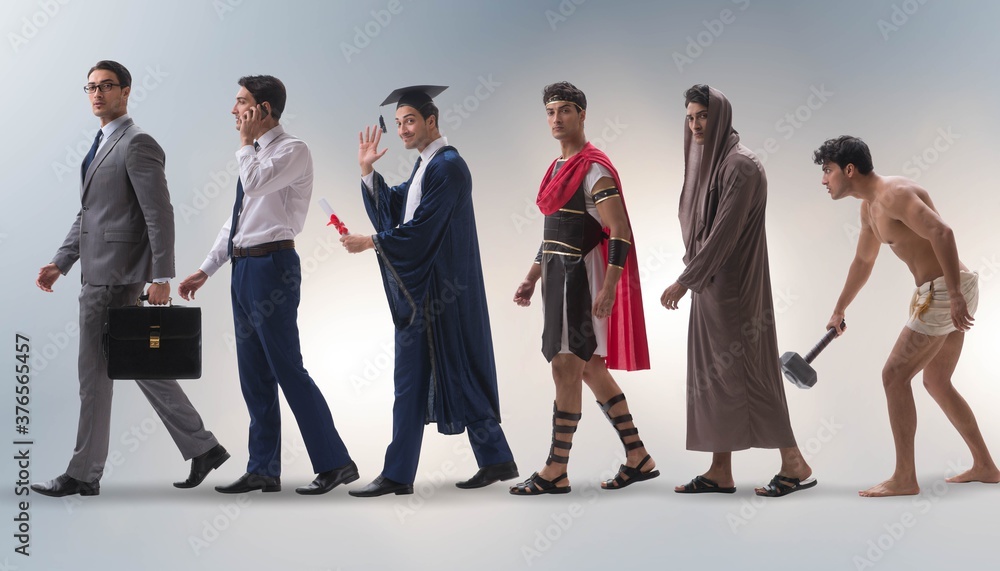 Obraz premium The progression of man mankind from ancient to modern
