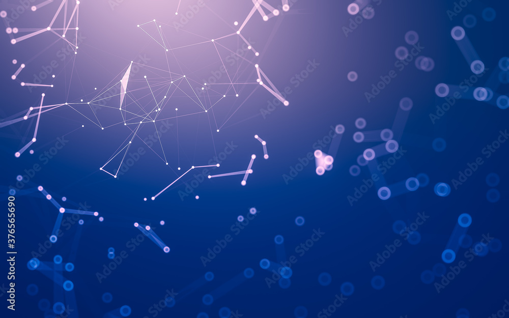 Abstract background. Molecules technology with polygonal shapes, connecting dots and lines. Connection structure. Big data visualization.