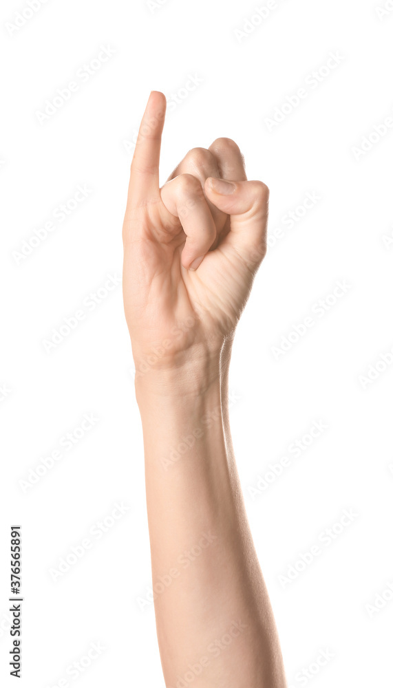Hand showing letter I on white background. Sign language alphabet Hand showing letter I on white background. Sign language alphabet