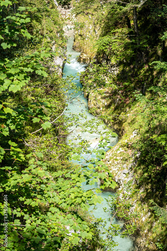 water running down the leutaschklamm (leutash gorge) in bavaria, germany photo