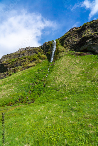 Beautiful rocky waterfall in Iceland