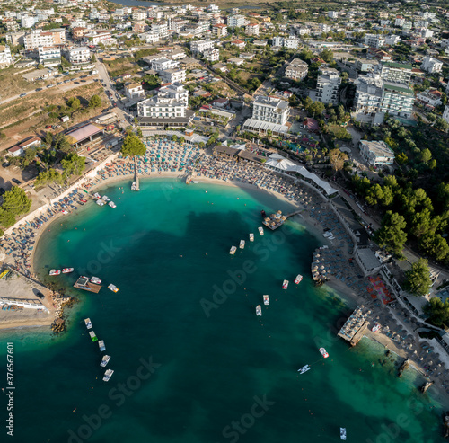 Drone view of a beach in Ksamil