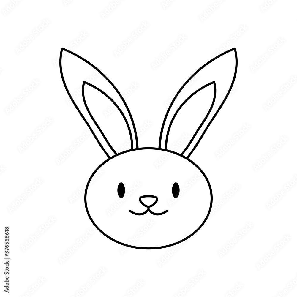 cute rabbit head icon, line style cute rabbit head icon, line style