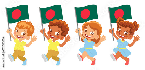 Bangladesh flag in hand set