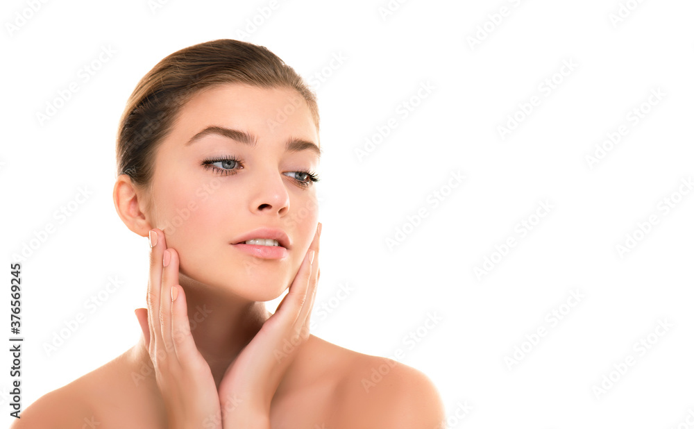 Beautiful young woman with clean perfect skin. Beautiful young woman with clean perfect skin.