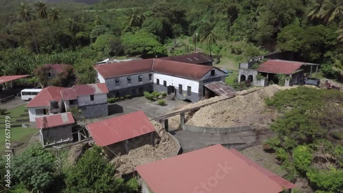 Aerial drone view over River Antoine Rum Distillery, Grenada photo