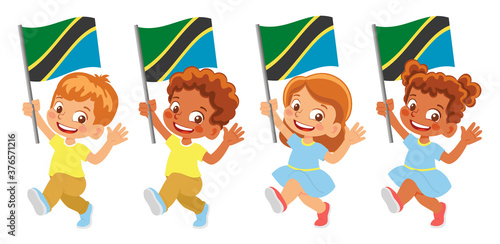 Tanzania flag in hand set