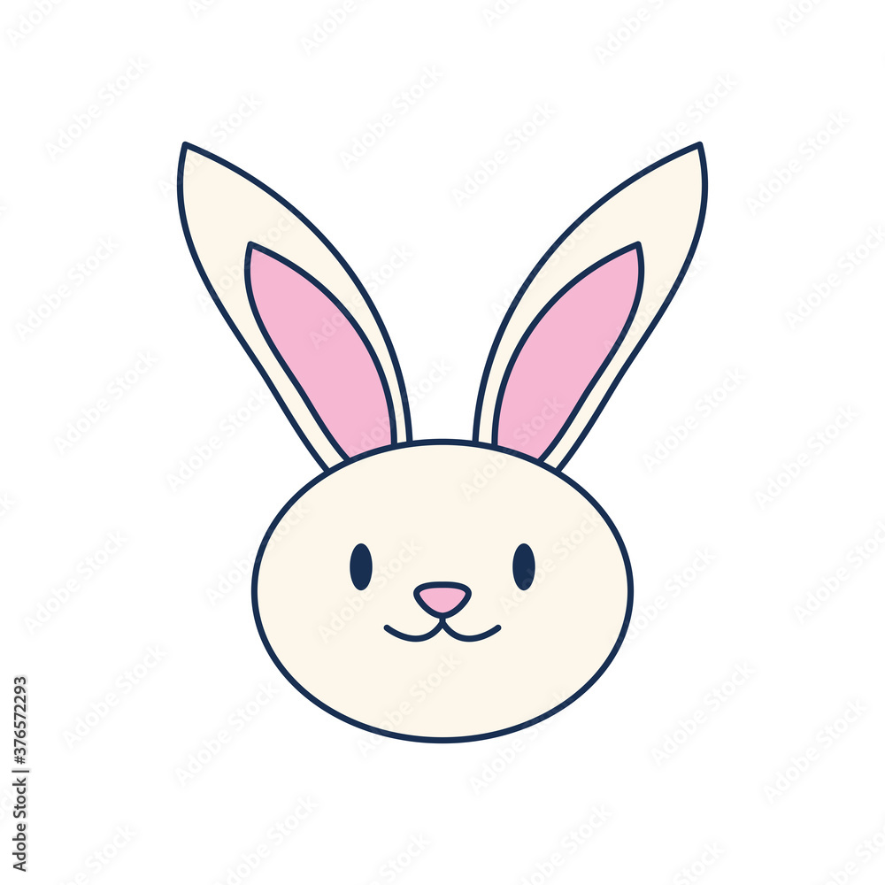 cute rabbit head icon, line fill style cute rabbit head icon, line fill style