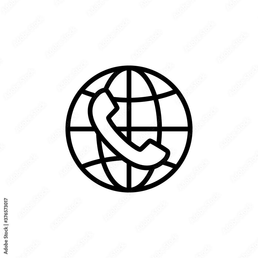 Global Icon in black line style icon, style isolated on white background Global Icon in black line style icon, style isolated on white background
