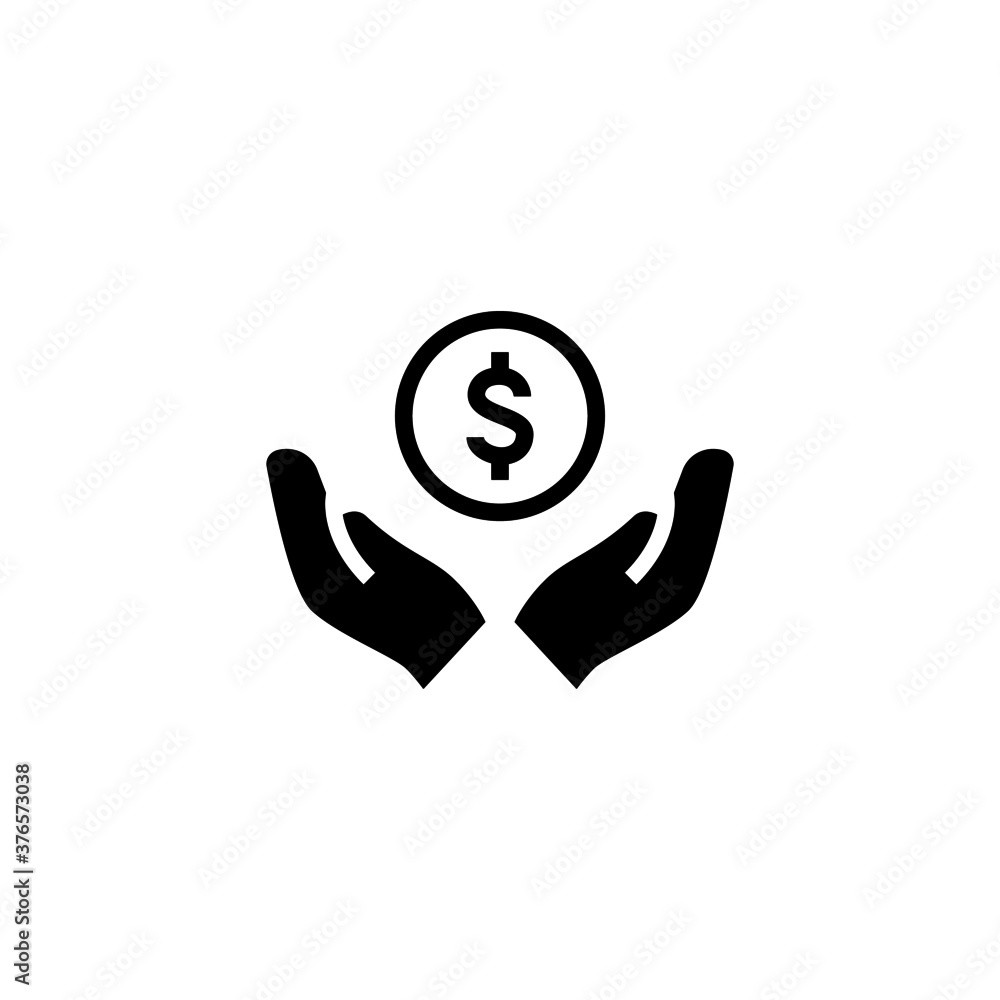 Obraz premium Saving Icon in black flat glyph, filled style isolated on white background
