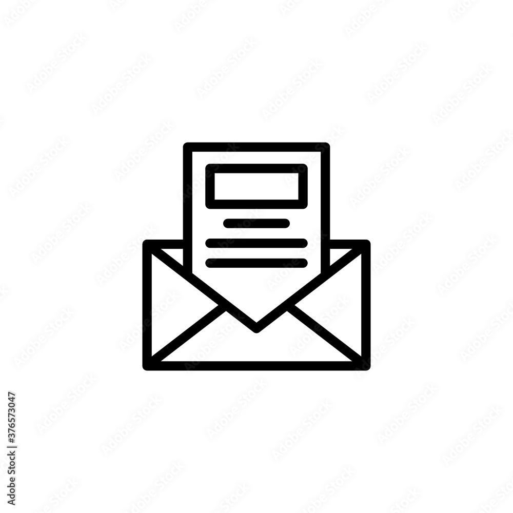 Newsletter Icon in black line style icon, style isolated on white background Newsletter Icon in black line style icon, style isolated on white background