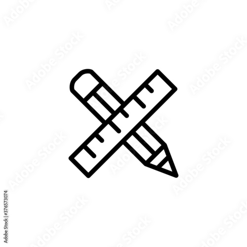 Pencil & Ruller Icon  in black line style icon, style isolated on white background