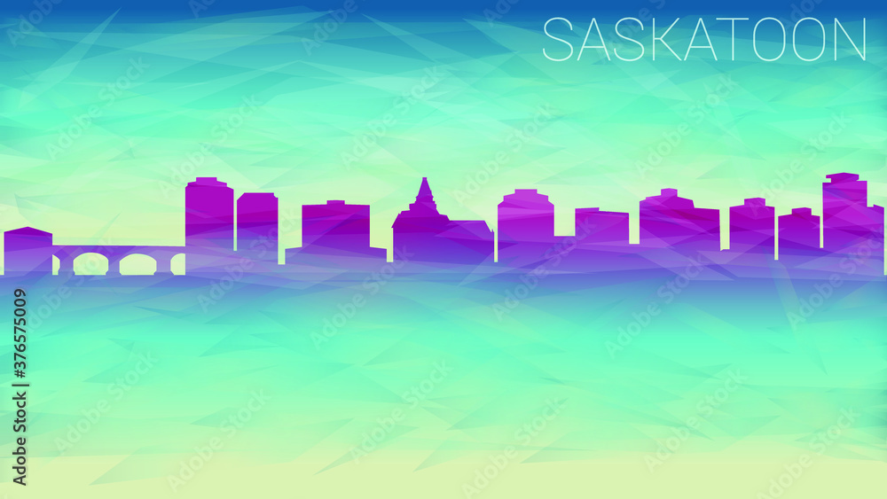 Saskatoon City Canada. Broken Glass Abstract Geometric Dynamic Textured. Banner Background. Colorful Shape Composition. Saskatoon City Canada. Broken Glass Abstract Geometric Dynamic Textured. Banner Background. Colorful Shape Composition.