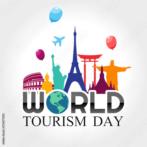 Vector graphic of world tourism day good for world tourism day celebration. flat design. flyer design.flat illustration.