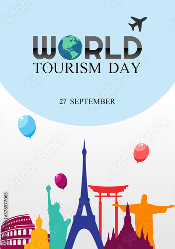 Vector graphic of world tourism day good for world tourism day celebration. flat design. flyer design.flat illustration.