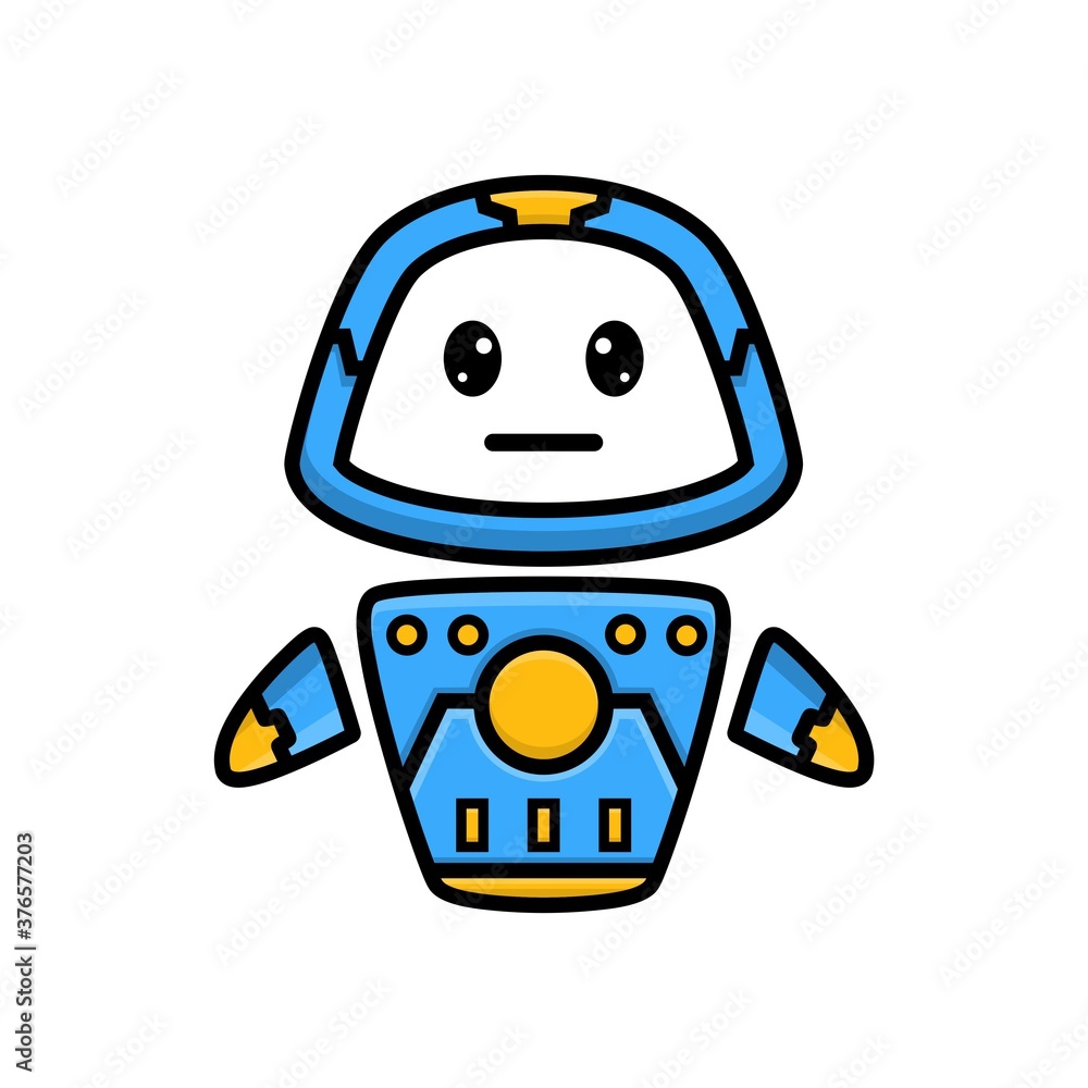 Cute characters friendly blue robot Cute characters friendly blue robot