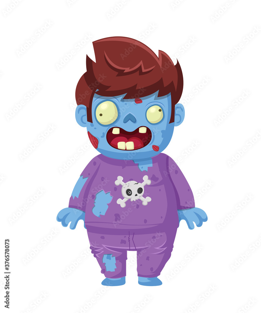 Cartoon zombie isolated on white. Character zombie halloween day. Vector and Illustration art