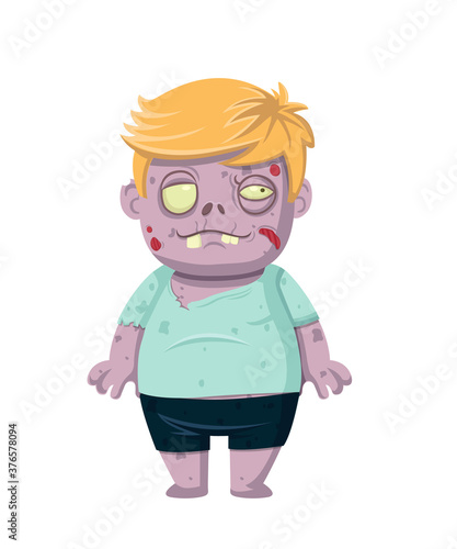 Cartoon zombie isolated on white. Character zombie halloween day. Vector and Illustration art