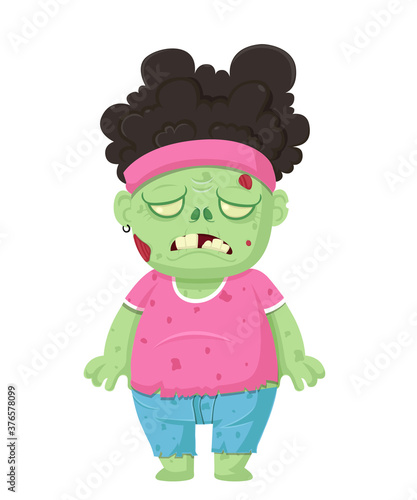 Cartoon zombie isolated on white. Character zombie halloween day. Vector and Illustration art
