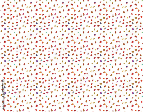 赤、オレンジのドット背景 秋色模様（クレヨン手書き）