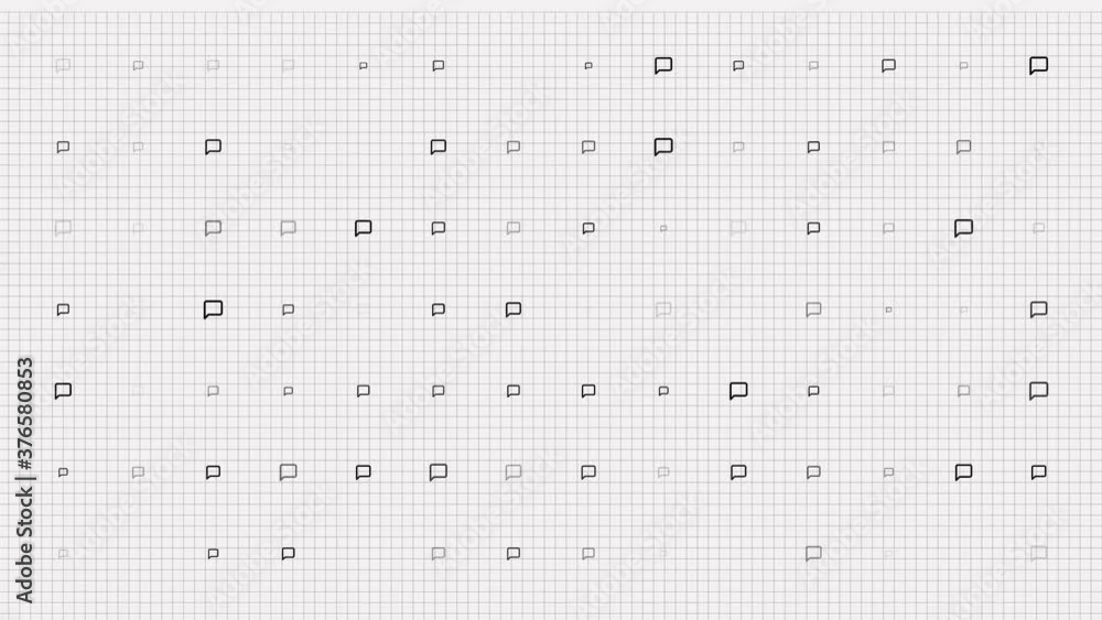 speech bubles animation loop. Seamless pattern background. small speech bubles slowly blink on grid. white backdrop. speech bubles animation loop. Seamless pattern background. small speech bubles slowly blink on grid. white backdrop.