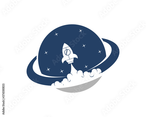 Planet space with rocket launch inside