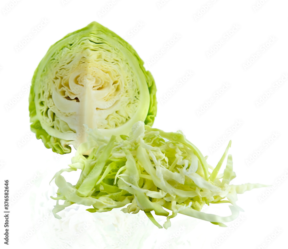 green cabbage isolated on white background