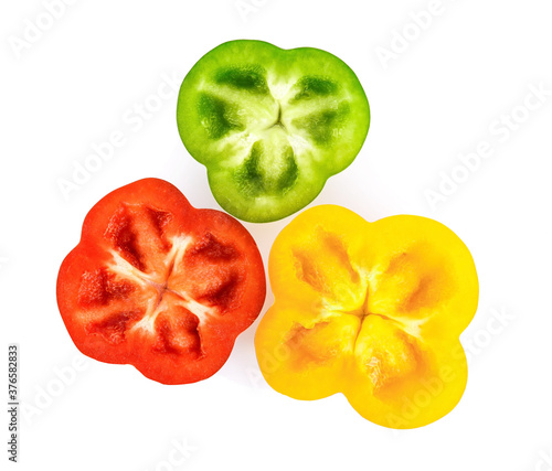 Obraz na płótnie Bell pepper isolated on white background. Top view - Image w salonie