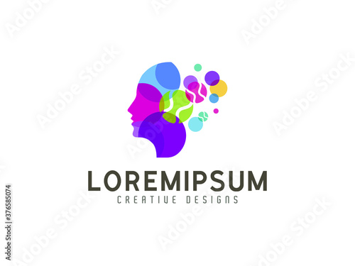 Smart baseball logo design inspiration, vector illustration of head with colorful ball