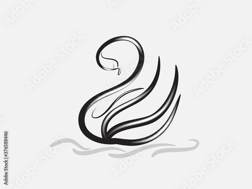 Logo swan line art tattoo silhouette vector image graphic design illustration background template