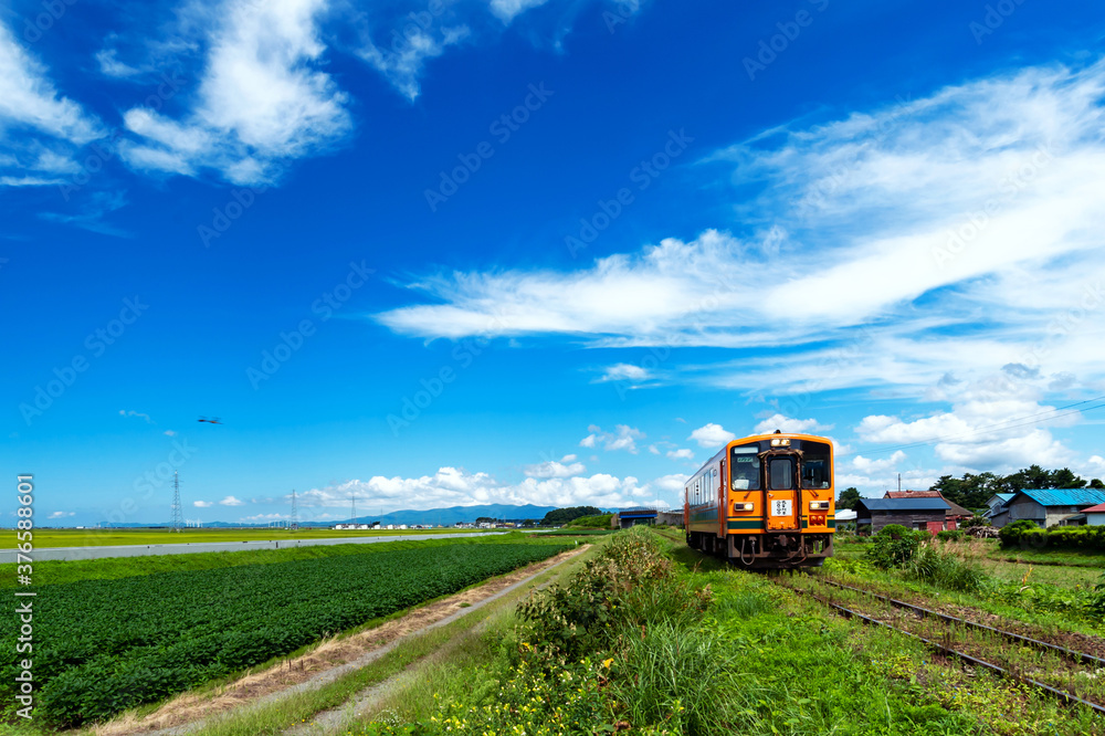 【青森県津軽地方】津軽の田園地帯と疾走するローカル鉄道