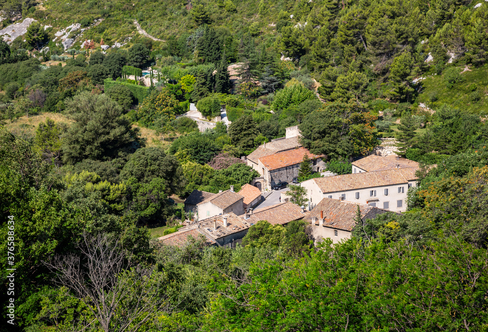 An overhead view of a typical village in Provence, France