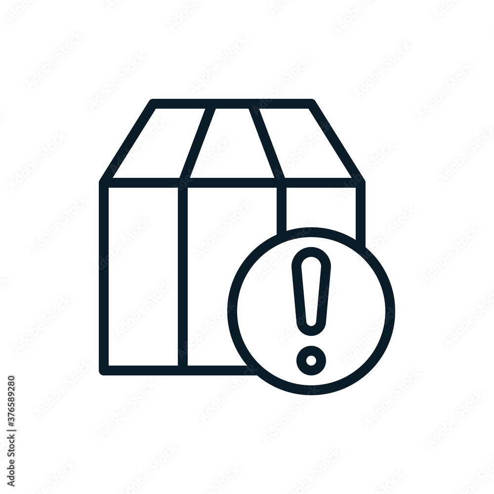 Exclamation, warning, caution with paper box outline icons. Vector illustration. Editable stroke. Isolated icon suitable for web, infographics, interface and apps. Exclamation, warning, caution with paper box outline icons. Vector illustration. Editable stroke. Isolated icon suitable for web, infographics, interface and apps.