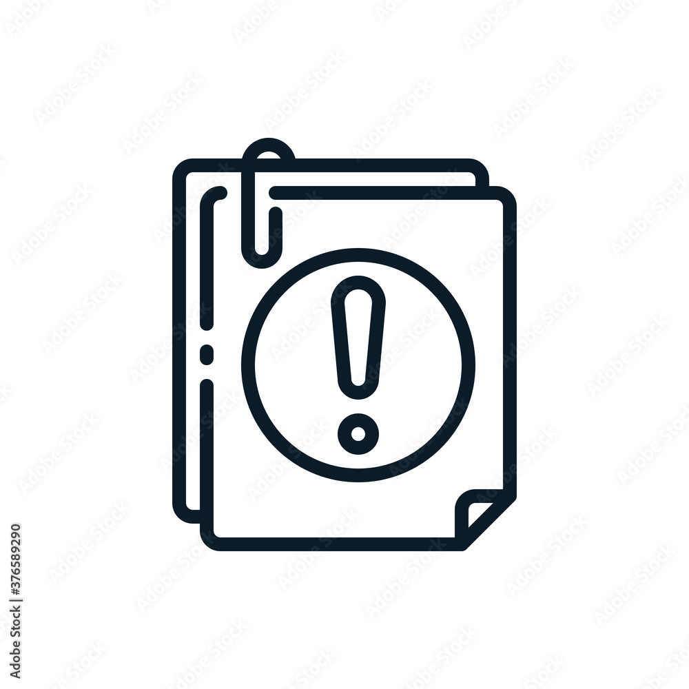 Exclamation, warning, caution with paper outline icons. Vector illustration. Editable stroke. Isolated icon suitable for web, infographics, interface and apps. Exclamation, warning, caution with paper outline icons. Vector illustration. Editable stroke. Isolated icon suitable for web, infographics, interface and apps.