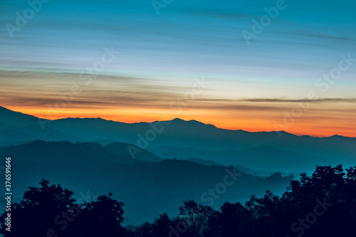 Color layer View of mountains landscape