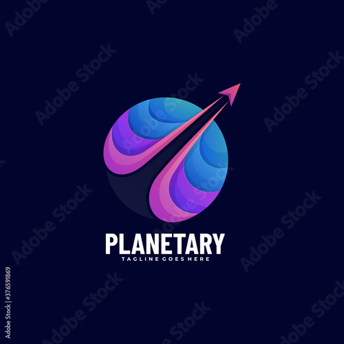 Vector Logo Illustration Planet Gradient Colorful Style.