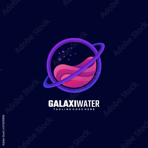 Vector Logo Illustration Galaxy Gradient Colorful Style.
