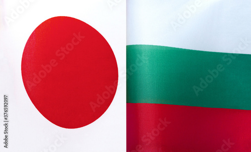 fragments of the national flags of Japan and Bulgaria close-up