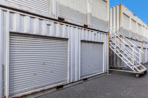 Outside atmosphere of a small rental storage room