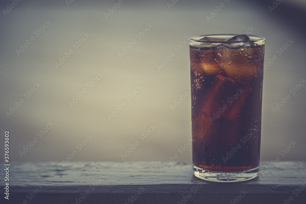 Cola with ice in the glass ready to drink for refresh Cola with ice in the glass ready to drink for refresh