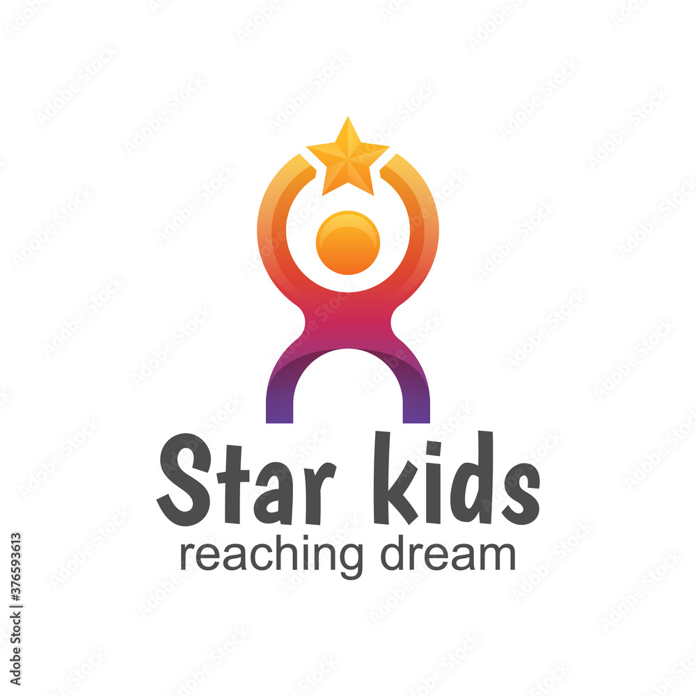 modern star kids logo, reaching dream logo design vector template modern star kids logo, reaching dream logo design vector template
