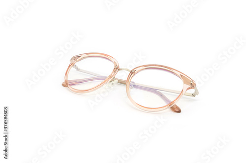 Pink frame clear glasses