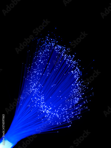 Fiber optics on black background