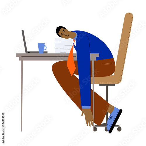Procrastination and delaying working tasks concept. businessman sitting with legs on office desk procrastinating work.